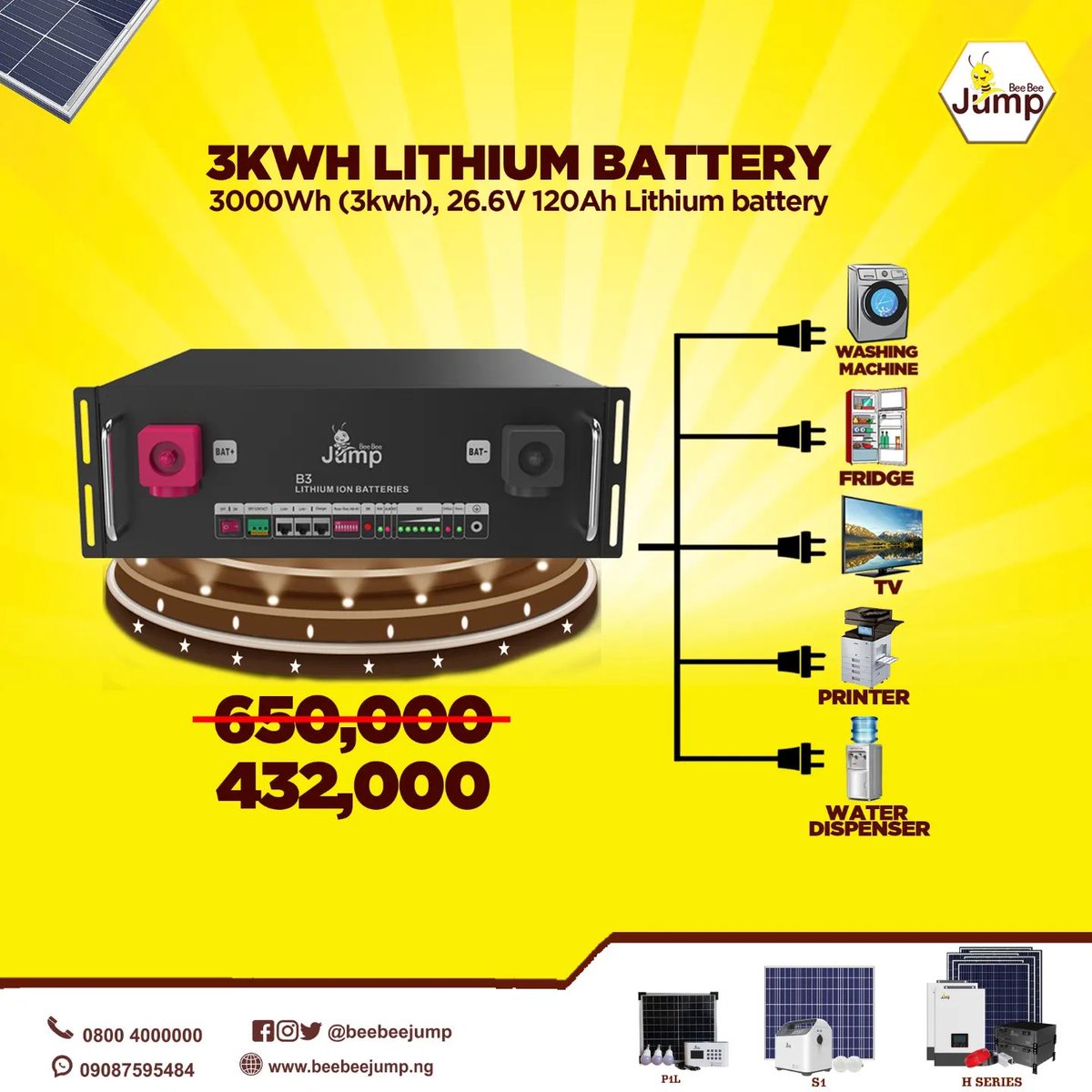 beebeejump's tweet photo. The best time to get this is now, delay might mean you have to wait longer, as we only have few of this remaining in our warehouse.
With just ₦432,000 this lithium battery could be yours. Hurry up, and grab yours today.
You can chat or call us on 09087595484.
#beebeejump https://t.co/ddk7g2b2QS