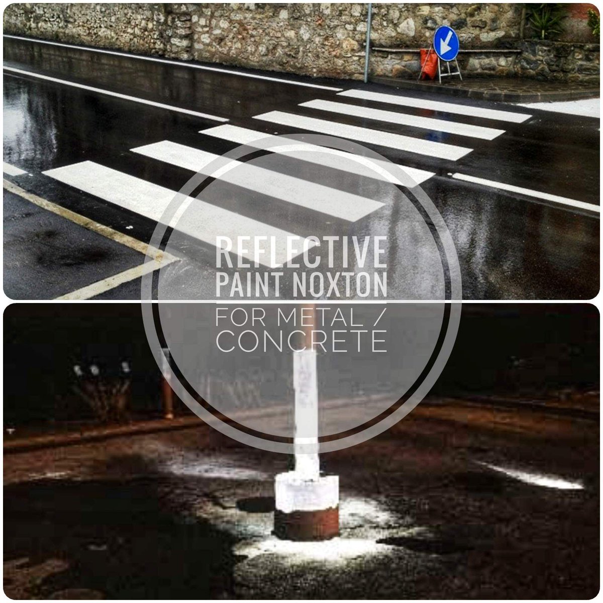 NoxtonWorld's tweet photo. Reflective paint Noxton is available in packaging of 0.5, 1, 3, 5, 10 liters. It works on the same principle as road signs, glowing the moment light hits the painted surface. The distance from which the reflective effect works is up to 300 meters - https://t.co/3R3Whw2nkJ https://t.co/CYsKAOv3yV