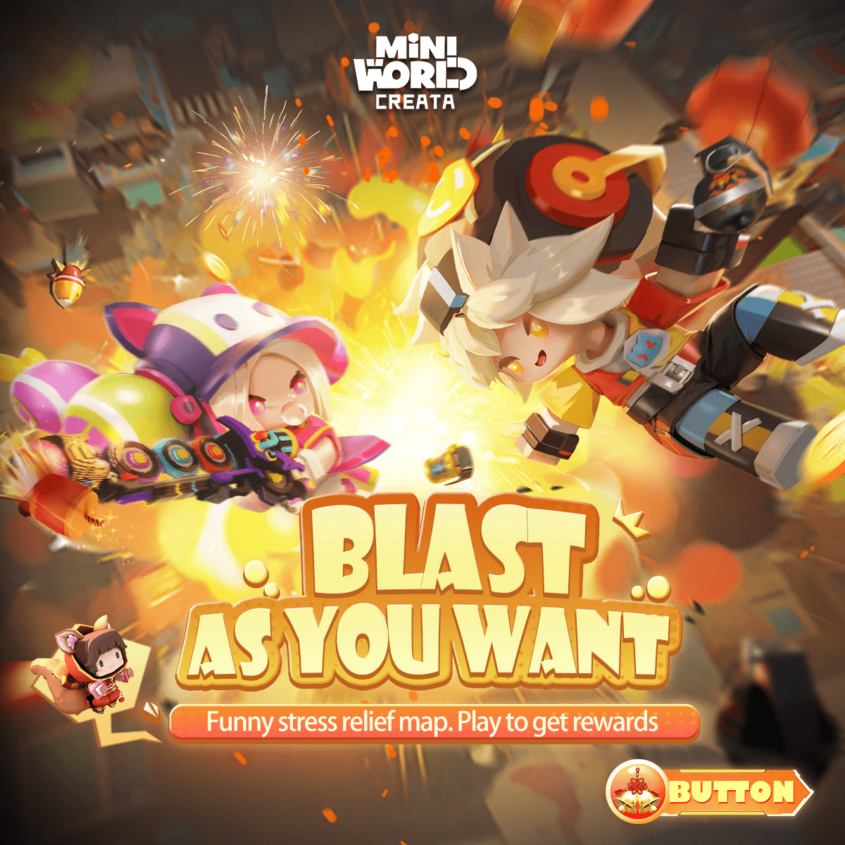 MiniWorld_EN's tweet image. 🎉 Mini World Spring Festival: Stress Relief Blast! 🌸🎮
Get ready for explosive stress relief at Mini World's exclusive "Stress Relief Game of Destruction" during our Spring Festival! 🚀 
Join us for a short, sweet, and chaotic adventure🌟🎮

#miniworld #mini2.0 #miniworldcreata