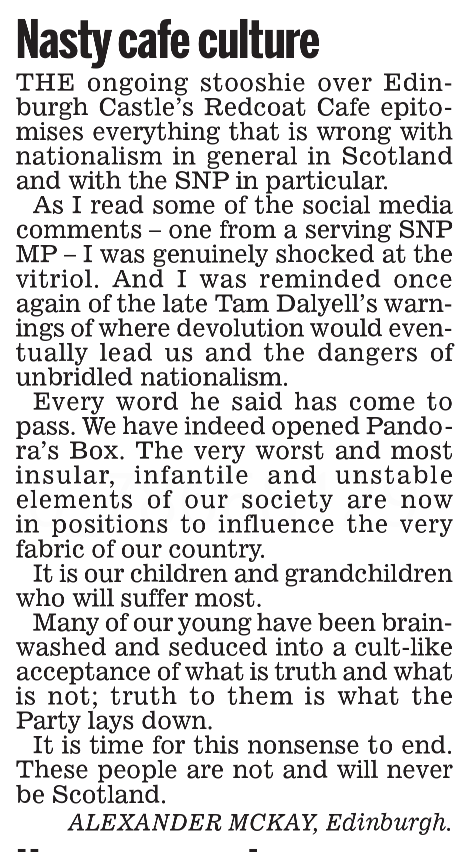 AgentP22's tweet photo. Letter: Tam Dalyell was right!

Devolution was a gift to the most insular, infantile and unstable members of society and it has allowed them into positions where they can totally ruin the country. https://t.co/nN0pTpbvR6