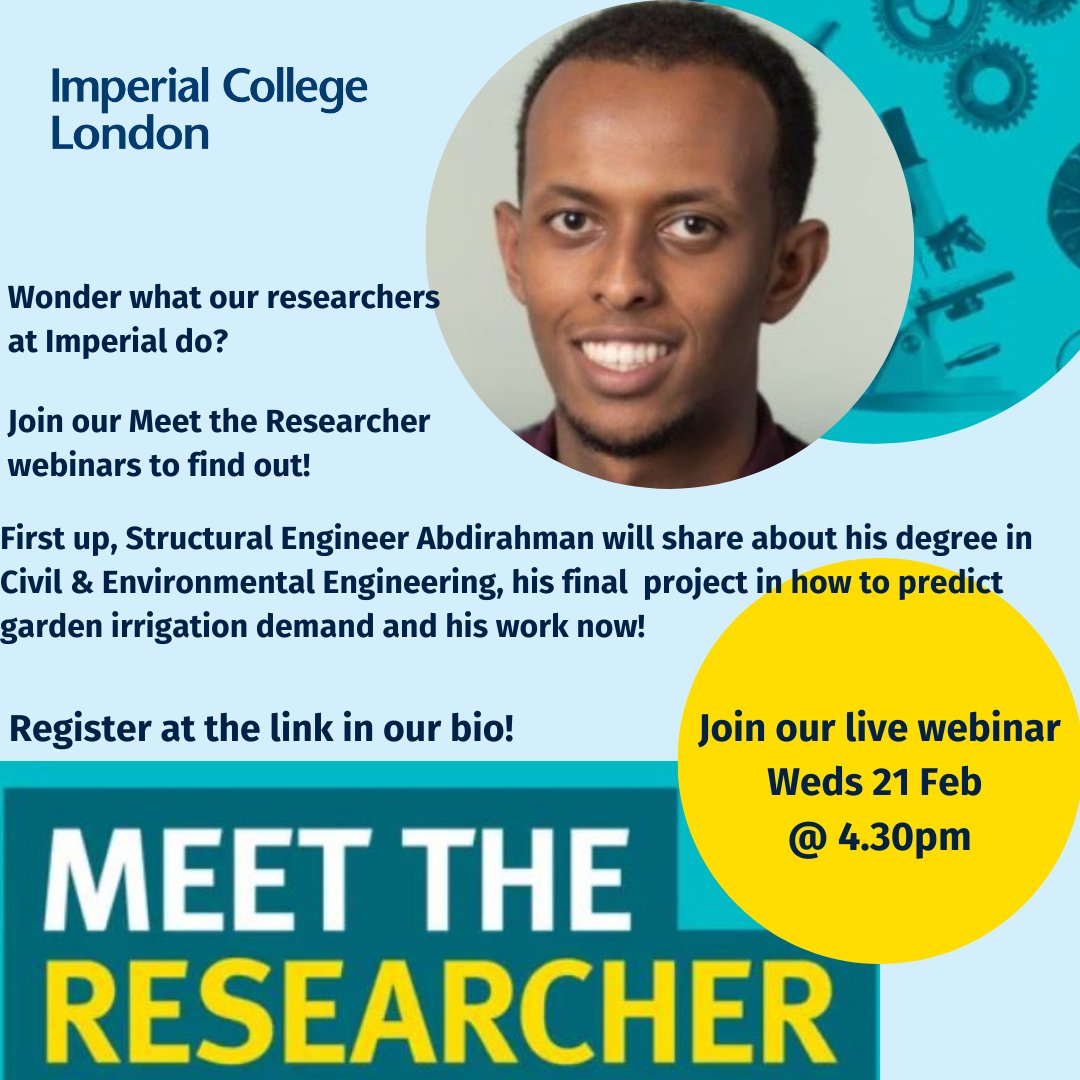 📢Our Meet the Researcher webinar series is back! Aimed at Y12 &amp; Y13 but open to all join us to find out what our researchers at Imperial really do and their education journey along the way! imperial.ac.uk/be-inspired/sc…⬇️