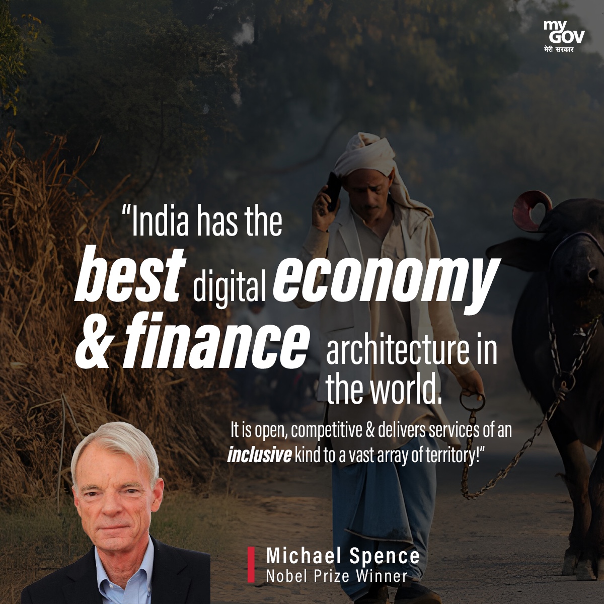 India has the best digital economy & finance architecture in the world. It is open, competitive & delivers services of an inclusive kind to a vast array of territory: Michael Spence, Nobel winner

#EconomicPowerhouse #DigitalIndia #GlobalInfluence