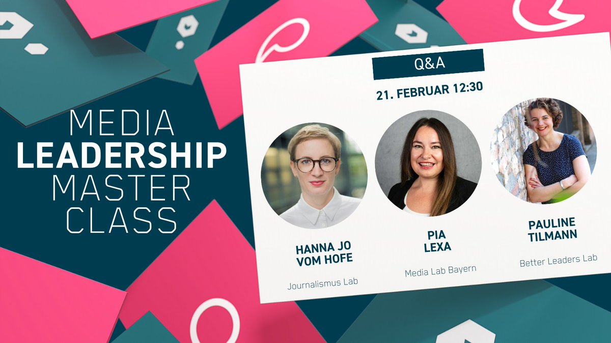 Führungs- und Medienprofis aufgepasst: Erfahrt im kostenfreien digitalen Q&A am 21.02. von 12:30-13:30 alles zur brandneuen Media Leadership Masterclass! Insights zu Bewerbung, Inhalt, Coaching @Zielina @journalismuslab @MediaLabBayern. 👉🏻us06web.zoom.us/meeting/regist…