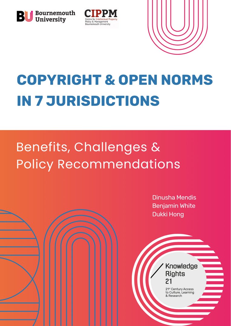 KR21org's tweet photo. 1/ 📢 Excited to announce the latest KR21 report: Copyright and Open Norms in 7 Jurisdictions: Benefits, Challenges &amp; Policy Recommendations authored by @cippm (@bournemouthuni)

💡 TL;DR: Much to gain &amp; little to lose by adopting #OpenNorms in #copyright! https://t.co/XEVUPxWYe0