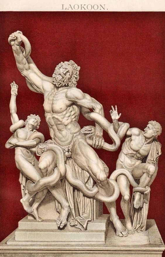 Laokoon Sculpture Group is a sculpture group that tells the painful story of Laokoon, one of the tragic heroes of the Trojan War in ancient Greek mythology. Laokoon symbolizes eternal despair and man's struggle with his destiny as he faces the wrath of the sea serpents and the