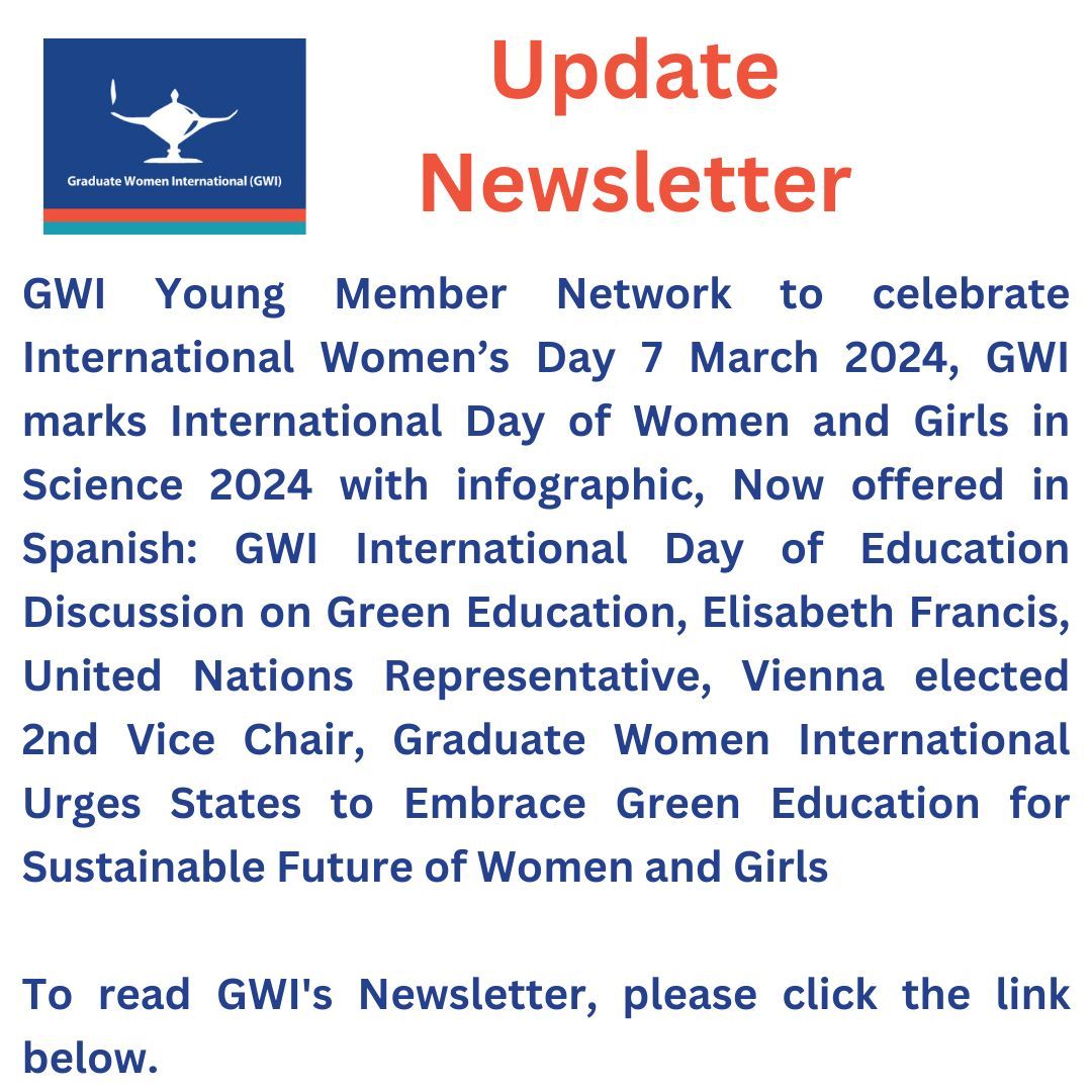 GWI YMN to celebrate International Women’s Day 7 March 2024, GWI marks International Day of Women and Girls in Science with infographic, Now offered in Spanish: GWI Discussion on Green Education To read GWI's Newsletter, please click the link here: buff.ly/49xWBQc