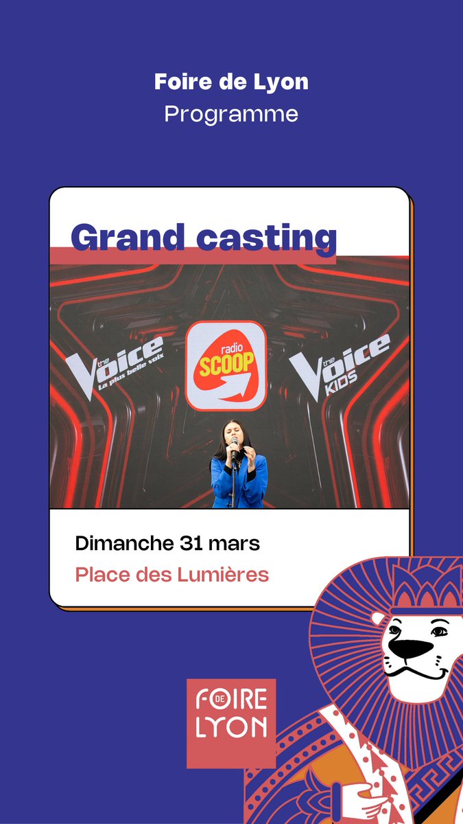 Le grand casting #TheVoice aura lieu sur la place des Lumières d'Eurexpo le dimanche 31 mars.
#FoireDeLyon #FoireDeLyon2024