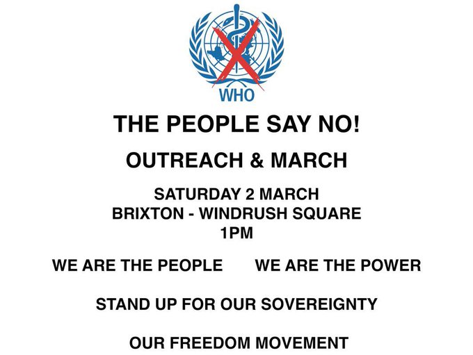 The next #WHOThePeopleSayNo march.

2nd. March in London.