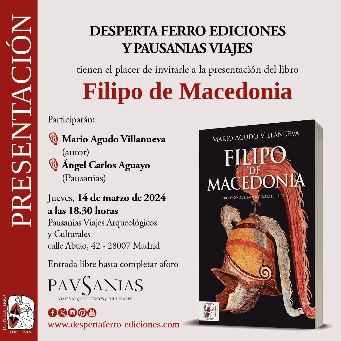 DespertaFerro's tweet photo. 👀 ¡Ojo! El gran @marioagudo tiene nueva fecha para el tour de «Filipo de Macedonia». 

Conquistador de Grecia, forjador de la falange, estadista genial. Sin Filipo no habría Alejandro Magno.

🎙️ Con Ángel Carlos Aguayo
📅 Jueves, 14/03
⌚️ 18.30h
🗺️ Madrid
📌 @PausaniasViajes https://t.co/QmE7UYOIJY