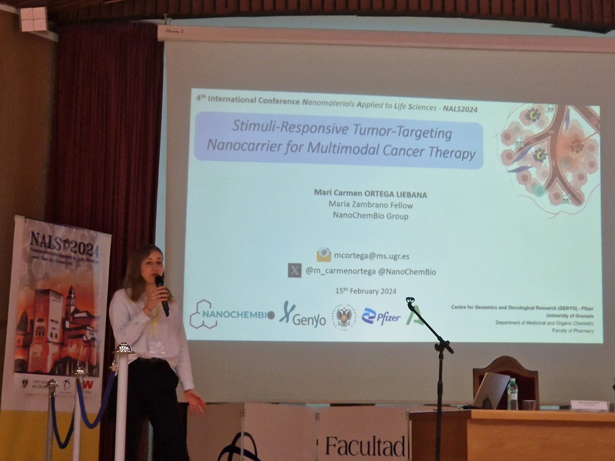 Amazing talk at @nals2024 of @m_carmenortega @NanoChemBio @genyo_pts @CanalUGR @ibsGRANADA @UEQuimica_ugr talking about her recent development of #smartnanodevices for #multimodalcancertherapy @P_Recuperacion @CienciaGob @NanomedSpain