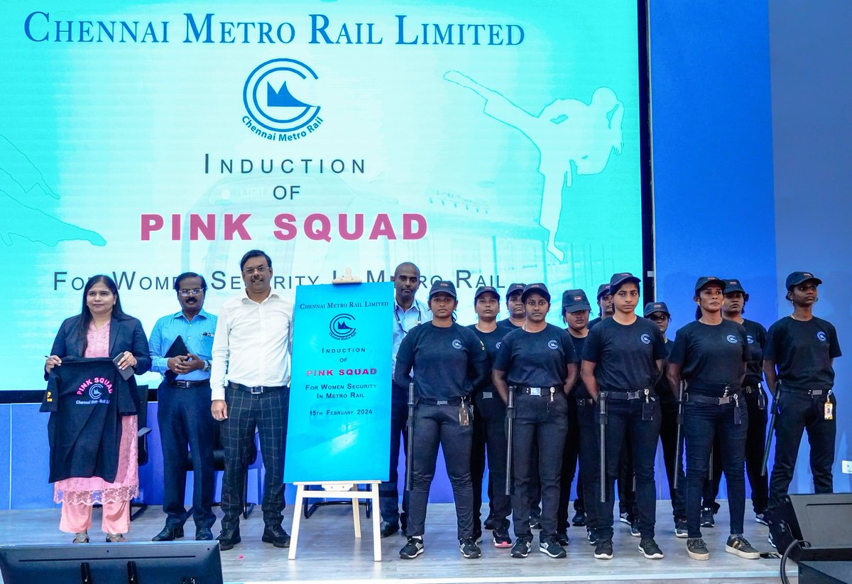 kramgokul's tweet photo. “THE PINK SQUAD”  One more pioneering step by CMRL for ensuring Women Safety

Chennai Metro Rail Limited (CMRL) has introduced Pink Squad, comprising women security personnel trained in martial arts

#chennai #cmrl #chennaimetro #passengers #women #travel #womenpassenger #commute https://t.co/NWnLGQKf2p
