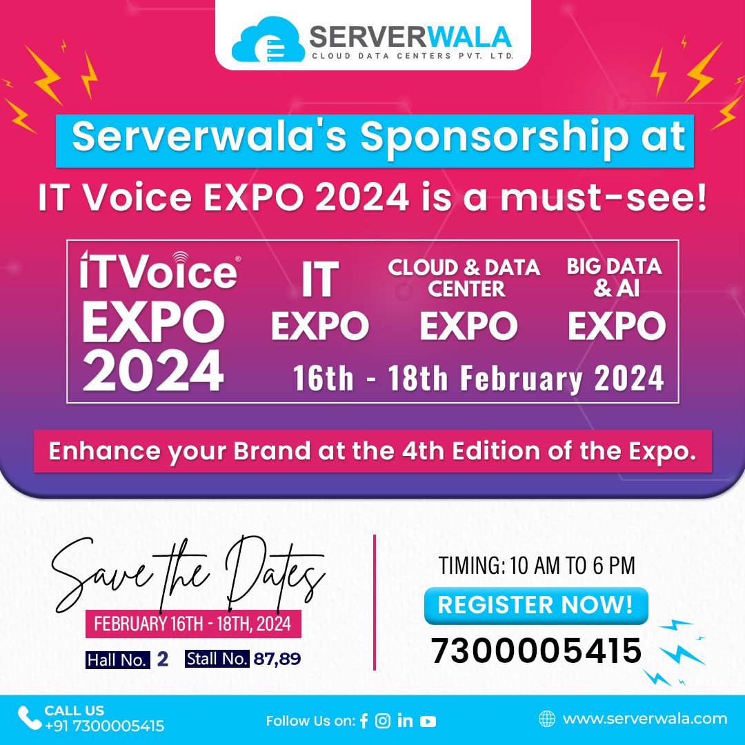 Server_Wala's tweet image. Don't miss Serverwala's sponsorship at IT Voice EXPO 2024! 

Mark your calendars for February 16th to 18th, 2024.

For more information, click on the link👉 expo.itvoice.in
👉Call for further inquiry 📞7300005415

#serverwala #datacenter #webserver #ITEXPO  #ITVoiceExpo