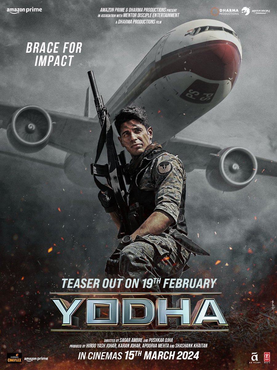 The sky's the limit…and so is the danger. Get ready for some ACTION! 🎬
#YodhaTeaser out on Feb 19.

#Yodha in cinemas March 15.

#KaranJohar @apoorvamehta18 #ShashankKhaitan #RaashiiKhanna #SagarAmbre #PushkarOjha @PrimeVideoIN @DharmaMovies #MentorDiscipleEntertainment