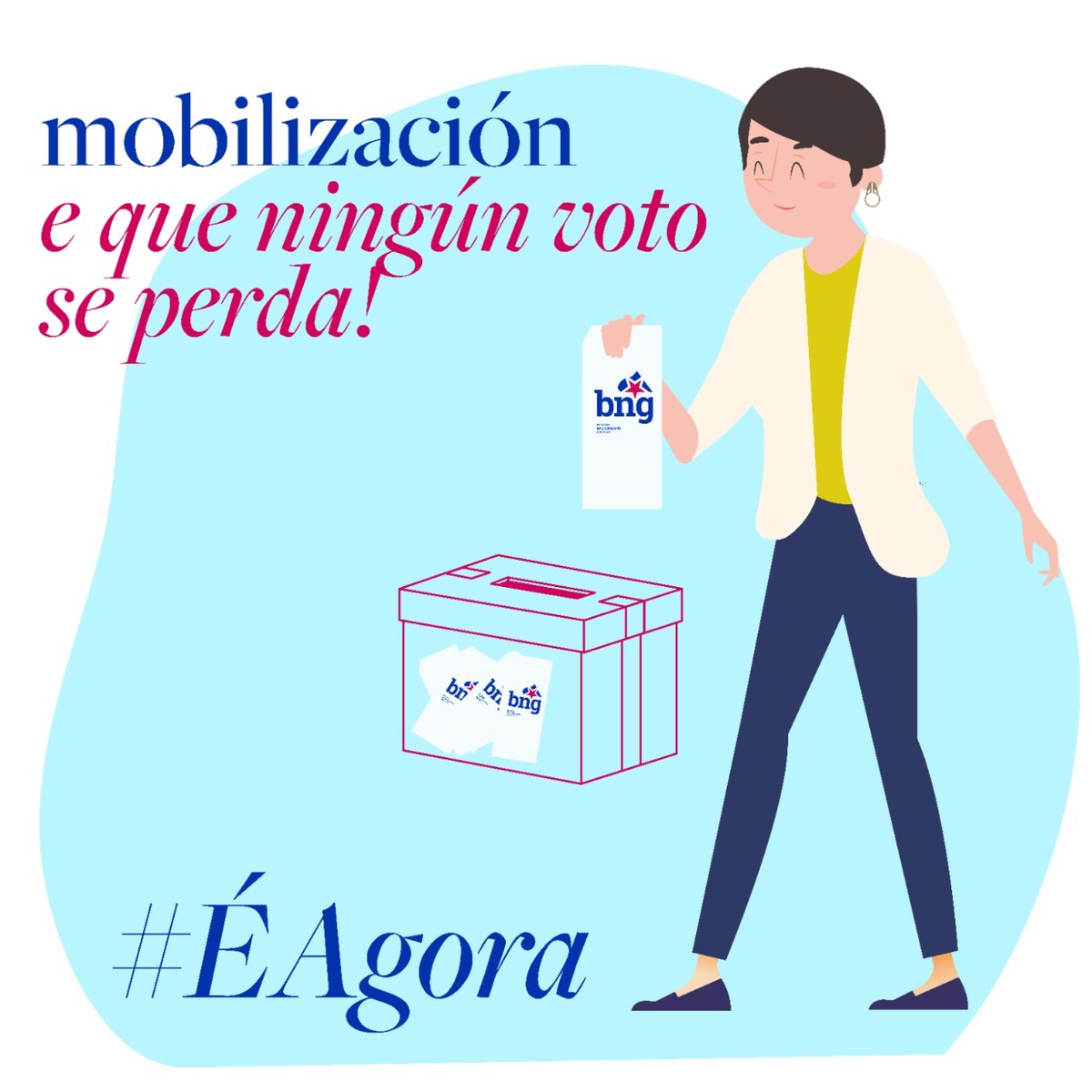 Chegou o momento! Persoa a persoa, conversa a conversa. Que ningún voto de cambio se perda! É Agora! #AnaPontónPresidenta ✌️💙