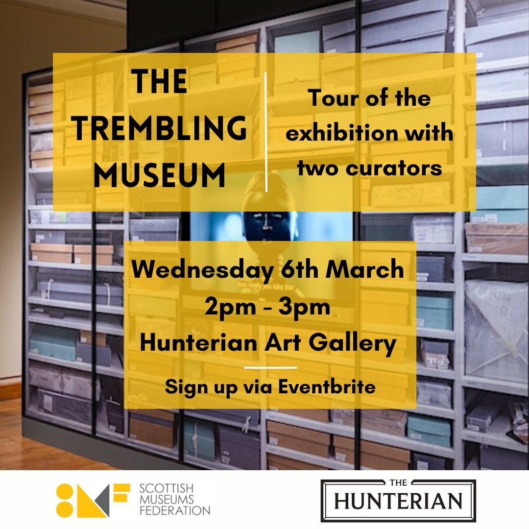 ✨New SMF Event ✨

Tour of 'The Trembling Museum' exhibition at the @Hunterian Art Gallery with two members of the curatorial team.

📅Wed 6th March
⏰2pm-3pm

Places are limited, book your spot here: shorturl.at/gBKTX