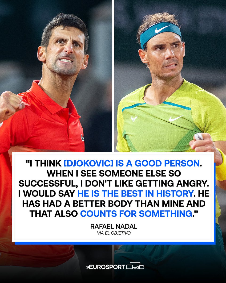 cyclingontnt's tweet photo. 🐐 Novak Djokovic is "good person" and "the best in 𝐇𝐈𝐒𝐓𝐎𝐑𝐘", says Rafael Nadal 🗣️ https://t.co/KTwztaZvHT