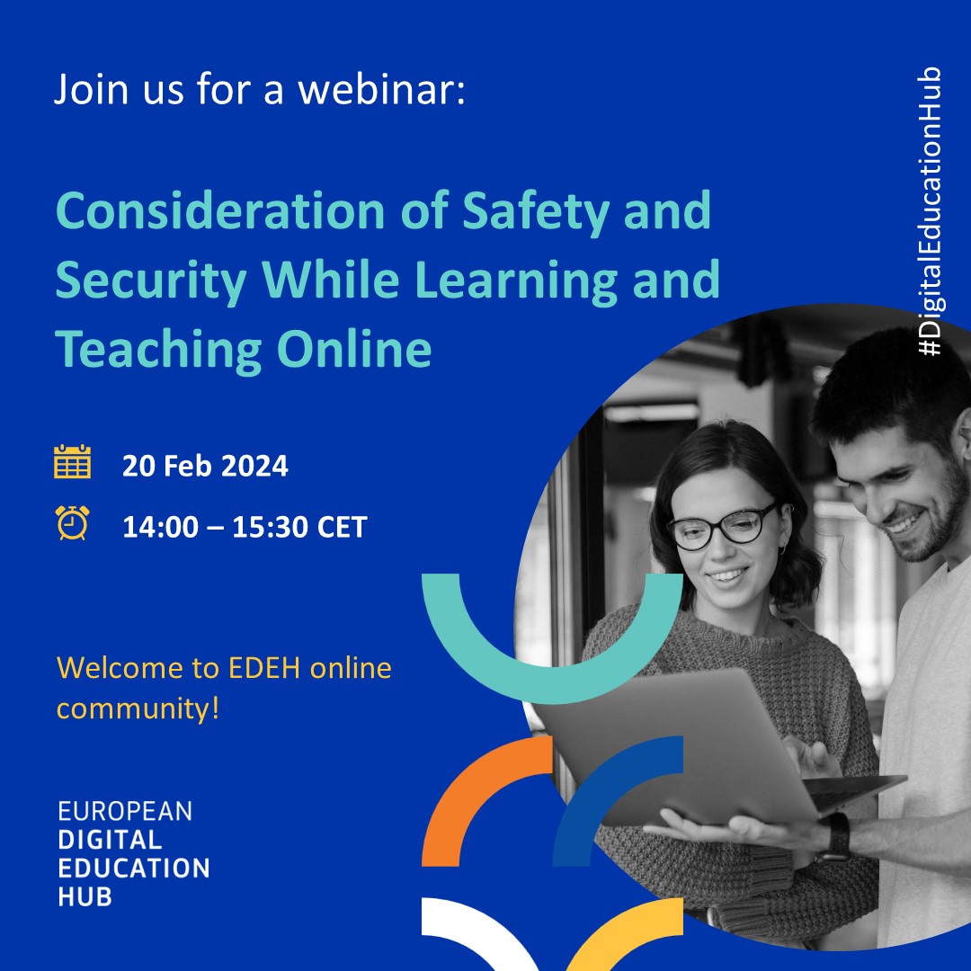 European #DigitalEducationHub Knowledge Building Activity 🇪🇺

🔴 Consideration of Safety and Security While Learning and Teaching Online

📅 20 Feb 2024 at 14:00 (CET)

🗣️ <a href="/diando70/">Dr. Diana Andone</a>, Andrei Ternauciuc, Mohamed Zaher and Lucian Cosinschi

✅ Register Now: ec.europa.eu/eusurvey/runne…