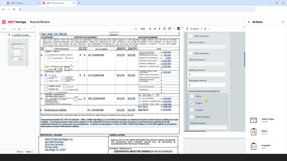 UFCInc's tweet photo. Is it vital for your business to collect info such as Insurance Producers, insurance type, and policy numbers? Watch how an @ABBYY_Software Vantage Process Skill can help gather these from an ACORD® Certificate of Liability Insurance Form: https://t.co/kUkqflevhi. #ABBYYVantage https://t.co/pBXIs82aQl