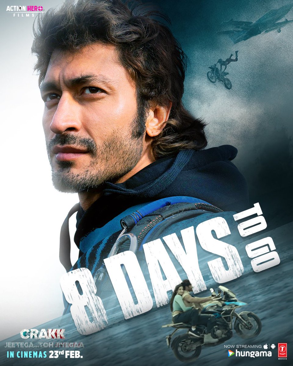 Team Vidyut Jammwal (@teamjammwal) on Twitter photo Har action ka hoga hisaab, sirf 8 din mein! ⚡
Watch #CRAKK - Jeetegaa Toh Jiyegaa in theaters on 23rd February!
<a href="/VidyutJammwal/">Vidyut Jammwal</a> <a href="/ActionHeroFilm1/">Action Hero Films</a> <a href="/rampalarjun/">arjun rampal</a> #NoraFatehi <a href="/iamAmyJackson/">Amy Jackson</a> Har action ka hoga hisaab, sirf 8 din mein! ⚡
Watch #CRAKK - Jeetegaa Toh Jiyegaa in theaters on 23rd February!
<a href="/VidyutJammwal/">Vidyut Jammwal</a> <a href="/ActionHeroFilm1/">Action Hero Films</a> <a href="/rampalarjun/">arjun rampal</a> #NoraFatehi <a href="/iamAmyJackson/">Amy Jackson</a>