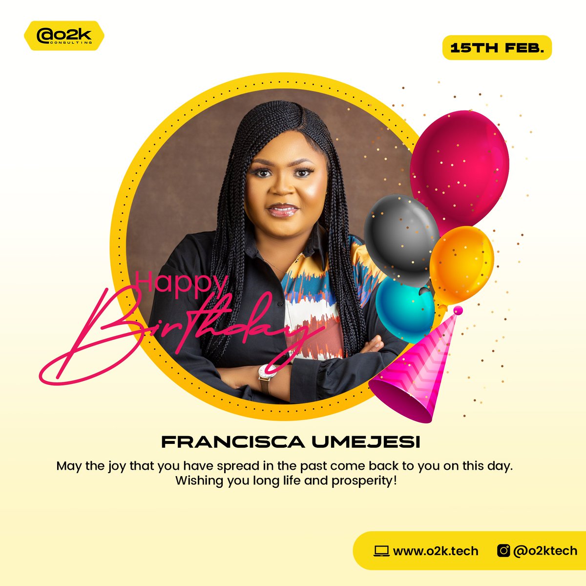 Cheers to our phenomenal Content Manager Francisca Umejesi @UmejesiFrancy celebrating her birthday today! 🎉 

May your day be filled with joy, creativity, and a plethora of inspiring content! 💛 

#happybirthday #contentmanager #web3contentcreator