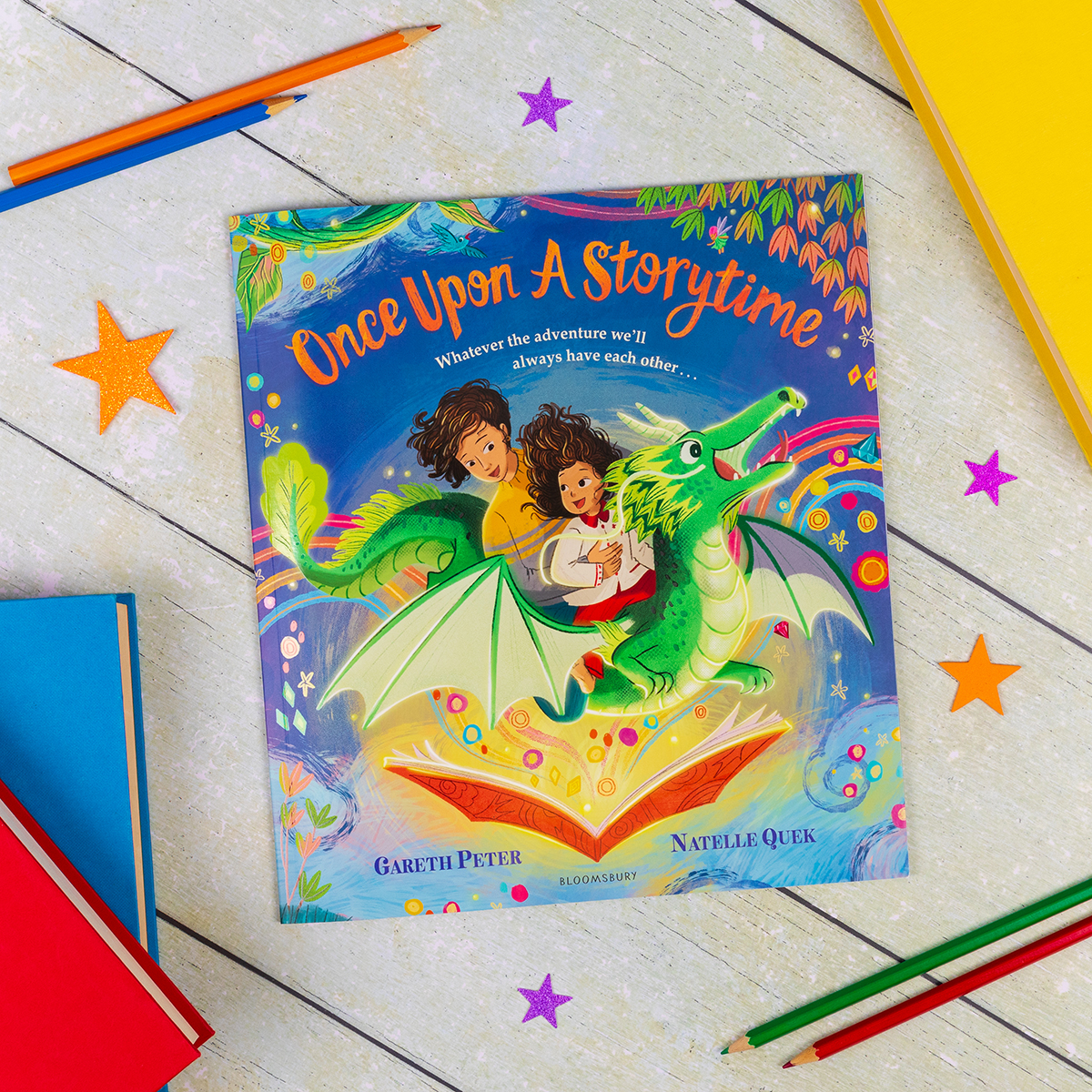 Happy publication day! 📚 🤩 Once Upon a Storytime by @PurpleHuskey and illustrated by @NatelleQuek is out today! A beautiful picture book about going on wonderful adventures together! bit.ly/3SAms34 🐲 ✨