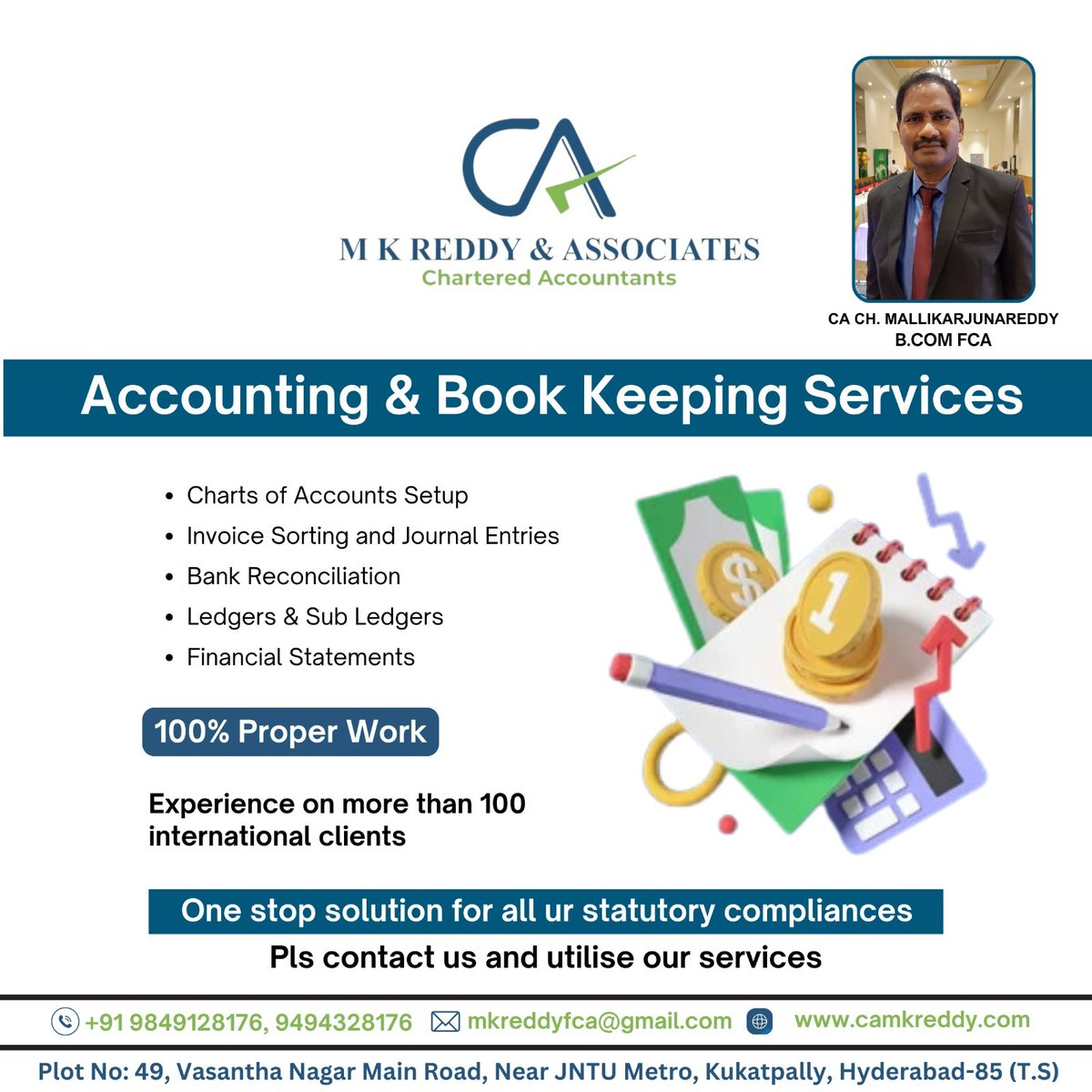 🌟 Are you tired of juggling numbers and struggling with complex financial tasks? Look no further! 

#AccountingServices #BookkeepingExperts #StatutoryCompliance #CAMKReddyAssociates #mkreddyassociates #caassociates #tally #droupadimurn #economicdevelopment #financialreporting