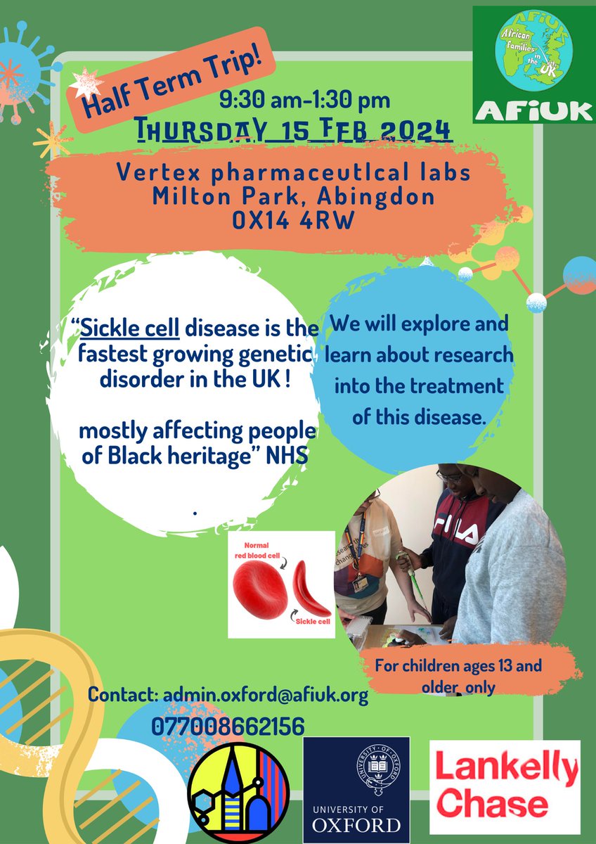 And we are off !! For a day of learning and researching about sickle cell disease, one of the fastest growing genetic disorders in the UK today …… which  mostly affects people of black heritage, with heritage from malaria prone countries.  #familylearning #sicklecell