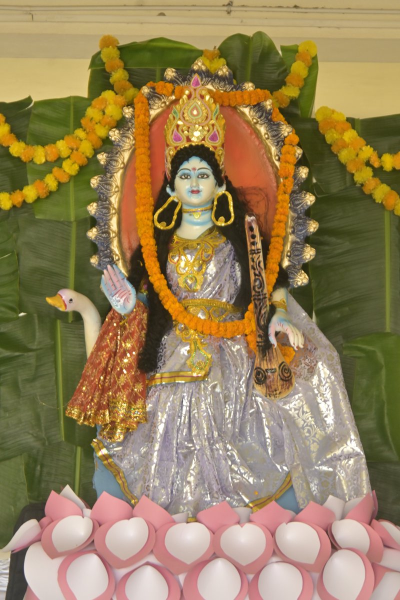 BhubaneswarIiit's tweet photo. IIIT Bhubaneswar students worshipped the goddess and seek her blessings. Vasant Panchami marks the end of winter & the beginning of spring Goddess Saraswati blesses the new beginnings. May the goddess bless us with infinite knowledge and wisdom #vasantpanchami #iiitbbsr #odisha https://t.co/9TMgwuifwf