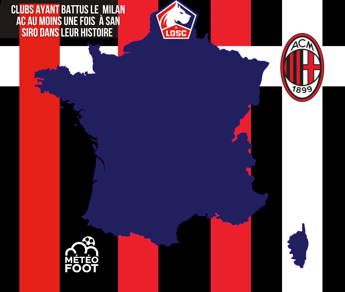 🔴 Step numéro 2, on monte le niveau..

..SI votre CLUB est PRÉSENT sur cette carte c'est qu'il est, jusqu'à ce soir, LE SEUL club FRANÇAIS ayant réussi à S'IMPOSER à San Siro face au Milan AC, en match officiel.

<a href="/losclive/">LOSC</a> 

✍️ Le Stade Rennais peut-il faire son entrée sur cette