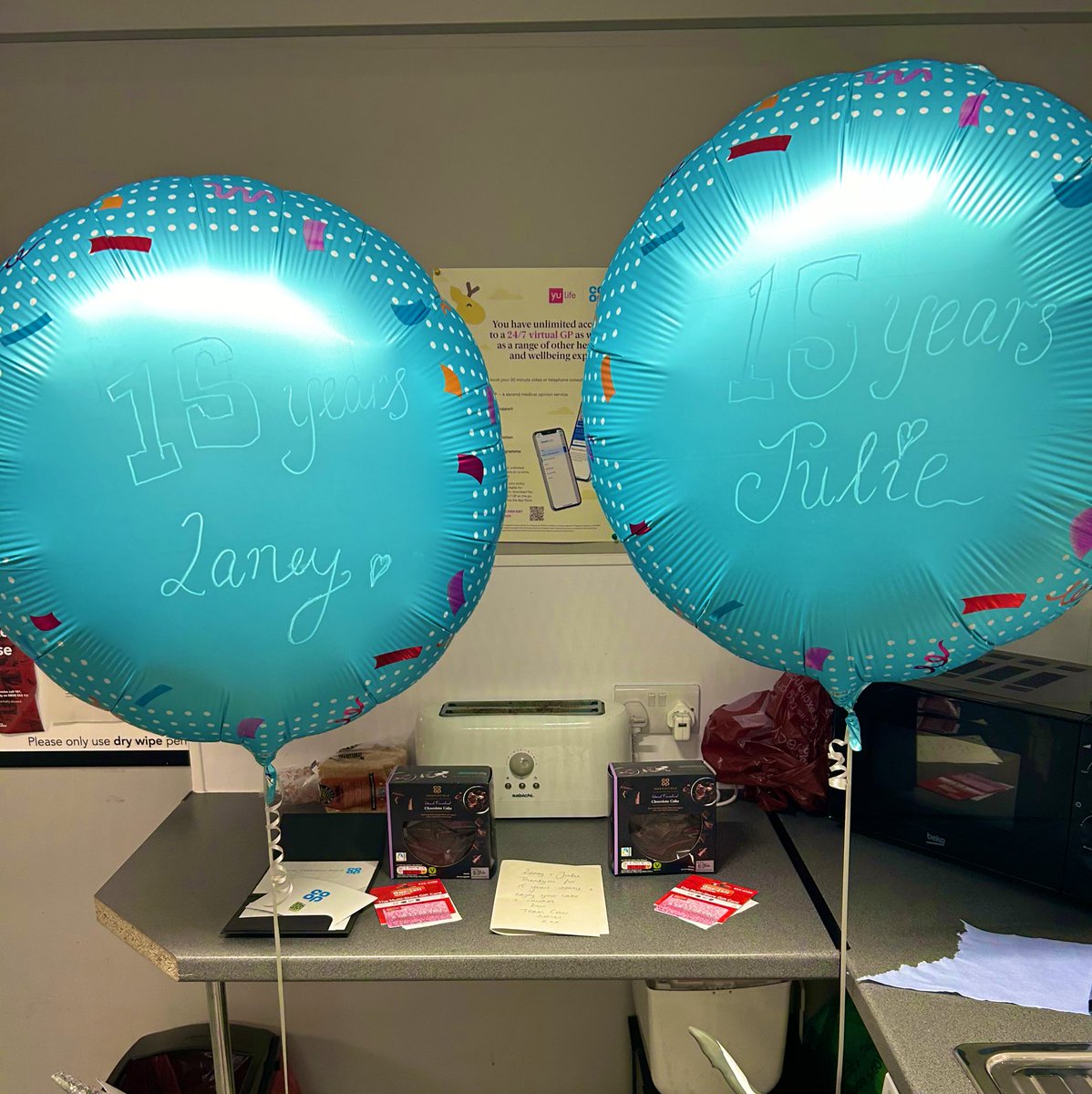 Amychristines's tweet photo. Happy 15 years to two of our colleagues at #crosslanescoop @coopuk @kingcop4 thank you https://t.co/dW3vNvKnzs