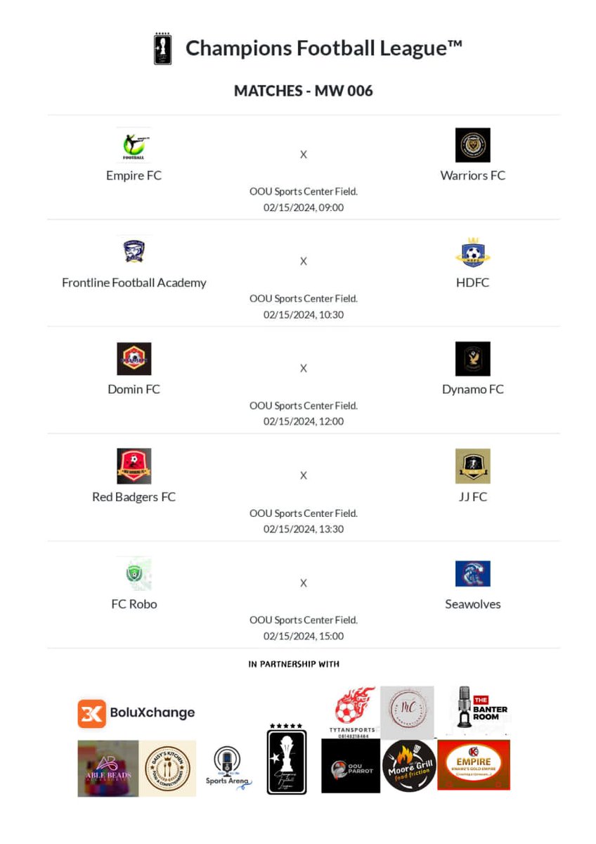 ChampionsFTL's tweet photo. Predictions for game week 6? 🌚

#CFL | @thebanterroom https://t.co/8sQXDvBnRv