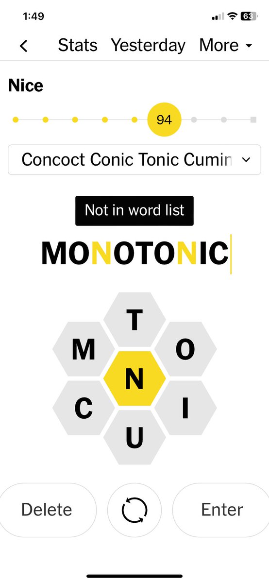 sarahefeng's tweet photo. first affine, now monotonic... how long will the @NYTGames spelling bee continue to pretend that mathematics doesn't exist? @thegridkid https://t.co/ncqWsf3iq8