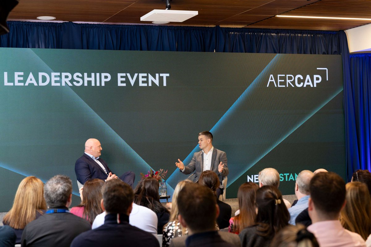 We were delighted to welcome Johnny Sexton, former Ireland International rugby player, to speak with us yesterday in a fireside chat with another former Irish international rugby player and well-known commentator, @bernardjackman. #WeAreAerCap #NeverStandStill