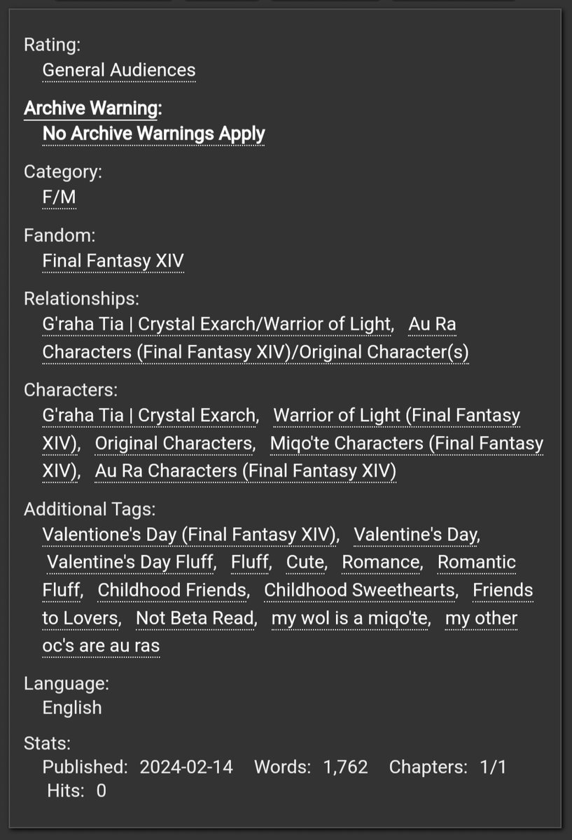 rune_writes's tweet photo. Happy Valentione's Day~ 
i present to you an idea i had since last year, inspired by FFIX's "I Want to be Your Canary". 
half wolgraha, half oc/oc bc my oc's didn't want to be left out ahaha

AO3: https://t.co/czfFtTLohH
#FFXIV #FF14 #wolgraha https://t.co/CMncmlXw5w