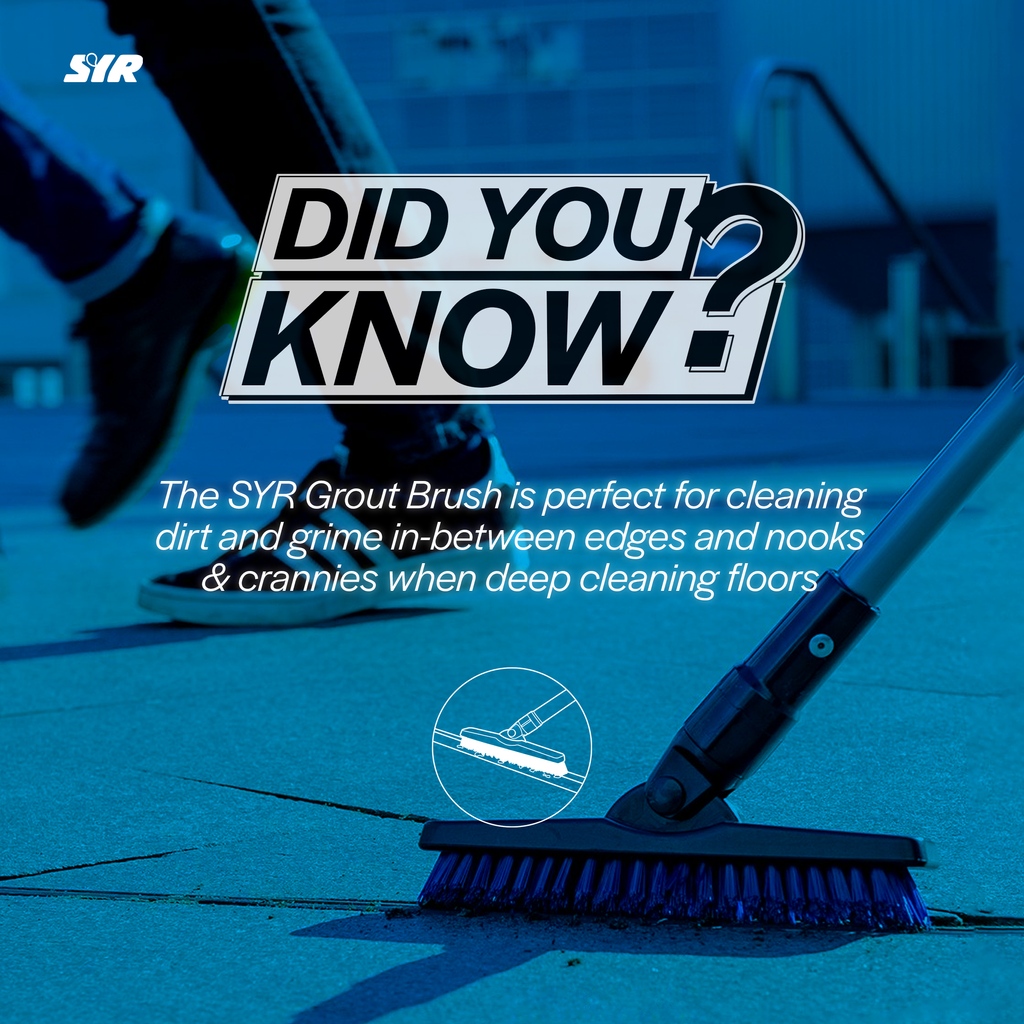Angled tough polypropylene bristles for cleaning grout between tiles and floor edges used globally by leading QSRs.

#SYR #syrclean #grout