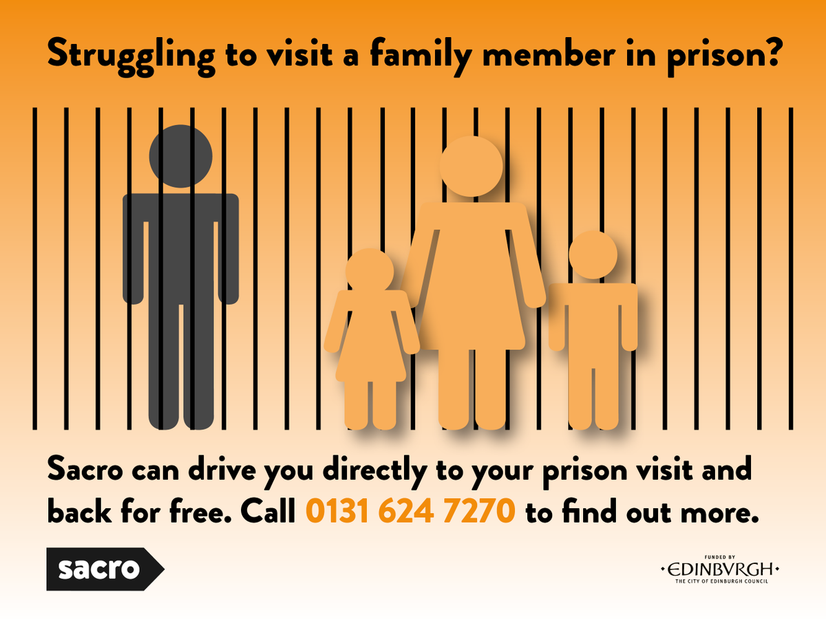 Sacro can help Edinburgh residents struggling to visit a family member in prison due to low income, additional needs, disability or travelling with children. Our travel service will pick you up at home, drive you to visit, wait, and drive you home … at no cost.