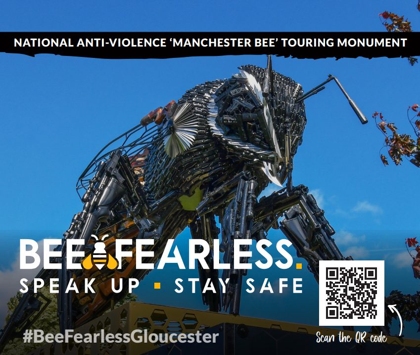 A thought-provoking sculpture is arriving in Gloucester tomorrow (16 Feb) and will be staying until 20 Feb, to spark discussions with young people about the danger of weapons and violence 🐝

Find out more 👉 orlo.uk/pZZ5j

#BeeFearlessGloucester