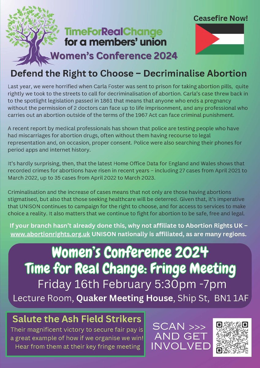 #UNISON's Women's Conference starts today! join the #TimeForRealChange fringe event tomorrow (Friday 16 February)at 5.30pm, Quaker Meeting House, Ship Street Brighton BN1 1AF #uwomen24 #OrganisingToWin