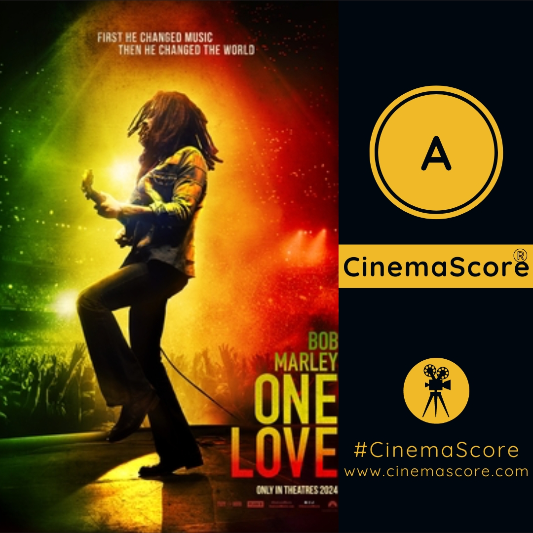 The grade is in! #BobMarleyOneLove scores an A! Congratulations to all of the cast and crew members. @ParamountPics @bobmarley #OneLoveMovie #cinemascore