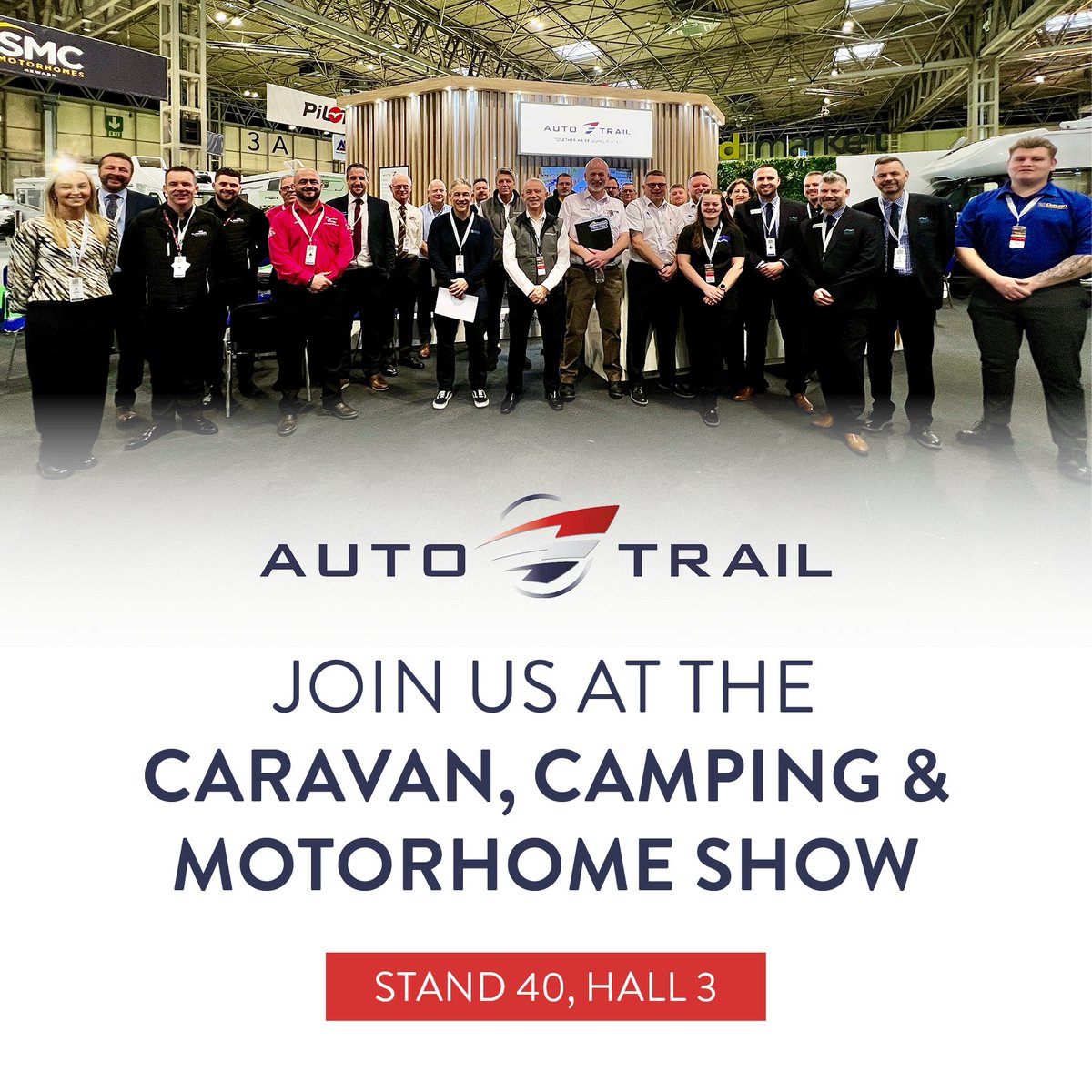 Going to the Caravan, Camping and Motorhome Show over the weekend? 🚐

We have a knowledgeable team of dealership representatives ready to discuss your needs and talk you through the features of the Auto-Trail range.

Join us on stand 40, hall 3 to view 27 of our popular models.