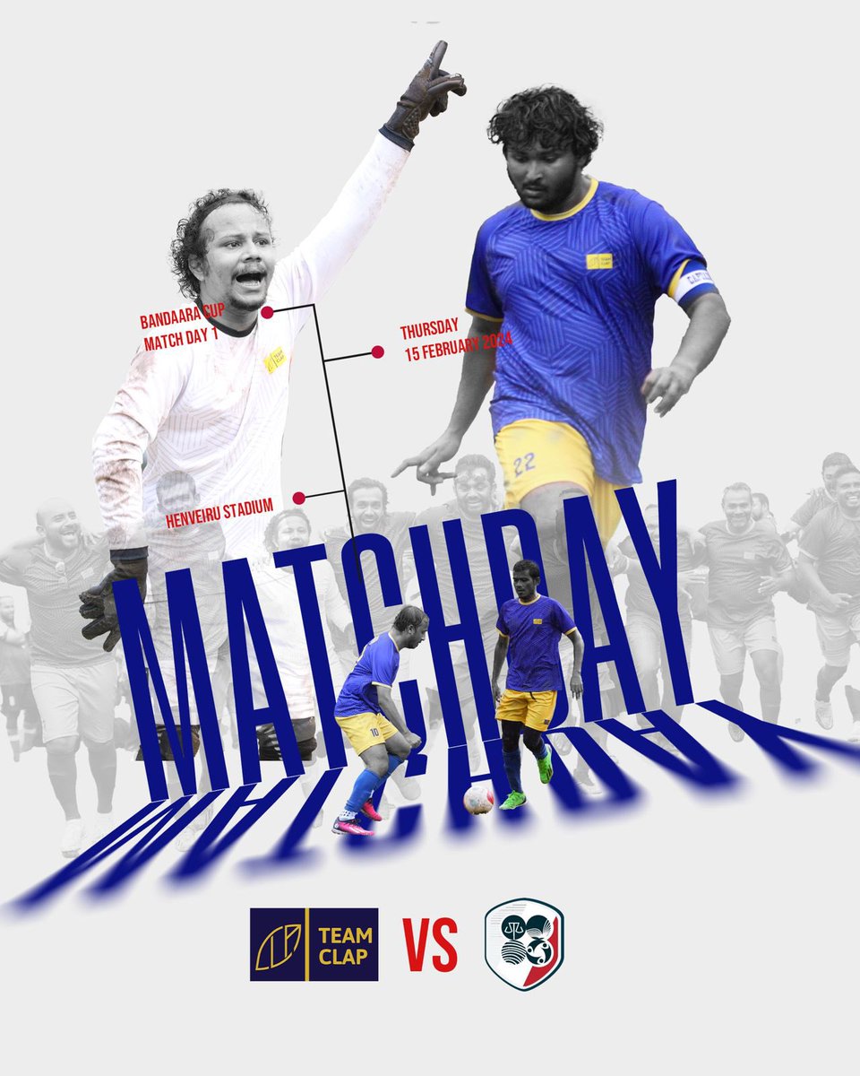 It’s that time again! ⚽️ #TeamCLAP is set to bring it at the #BandaaraCup2024. 
🥅 Henveiru Stadium
🕰️ 2100hrs, tonight 15 Feb 2024