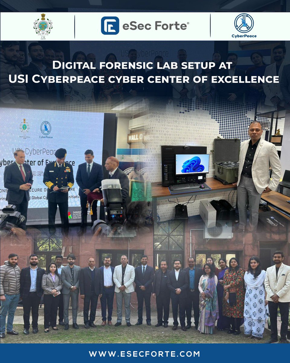 eSec Forte sets up a Digital Forensic Lab at USI Cyberpeace Centre of Excellence in Delhi for investigation of crime cases related to women and children. . . . #esecforte #cybersecurity #dfir #esecfortians