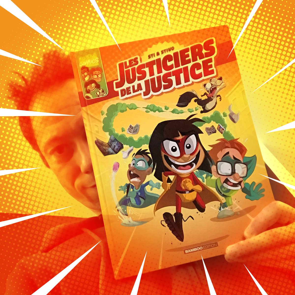 Stwivo's tweet photo. Et BIM ! Exemplaires des Justiciers de la Justice, reçus ! Je veux pas trop vous spoiler, mais ça claque pas mal du slip !
En tout cas, avec Sti , on est pas peu fiers ! Merci Bamboo Edition !
En librairie le 28 février.
#bd #comics #humour #action #jeunesse #superheros https://t.co/YiRVmsmzJ1