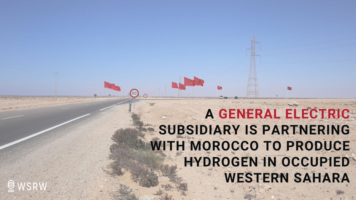 Planning to produce #greenhydrogen in occupied #WesternSahara, @gevernova has teamed up with the Moroccan gov and the king of #Morocco's energy firm. GE Vernova does not answer questions on how the project relates to basic principles of international law. wsrw.org/en/news/ge-ver…