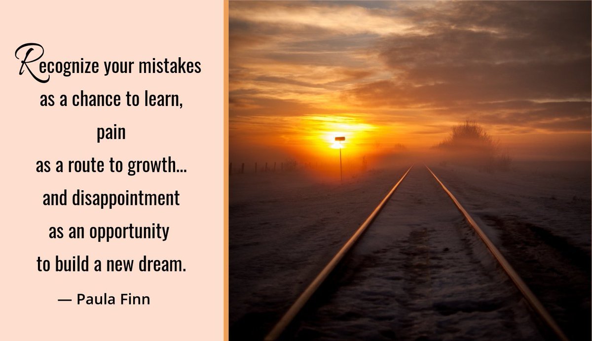 Recognize your mistakes as a chance to learn, pain as a route to growth… and disappointment as an opportunity to build a new dream. ~ Paula Finn