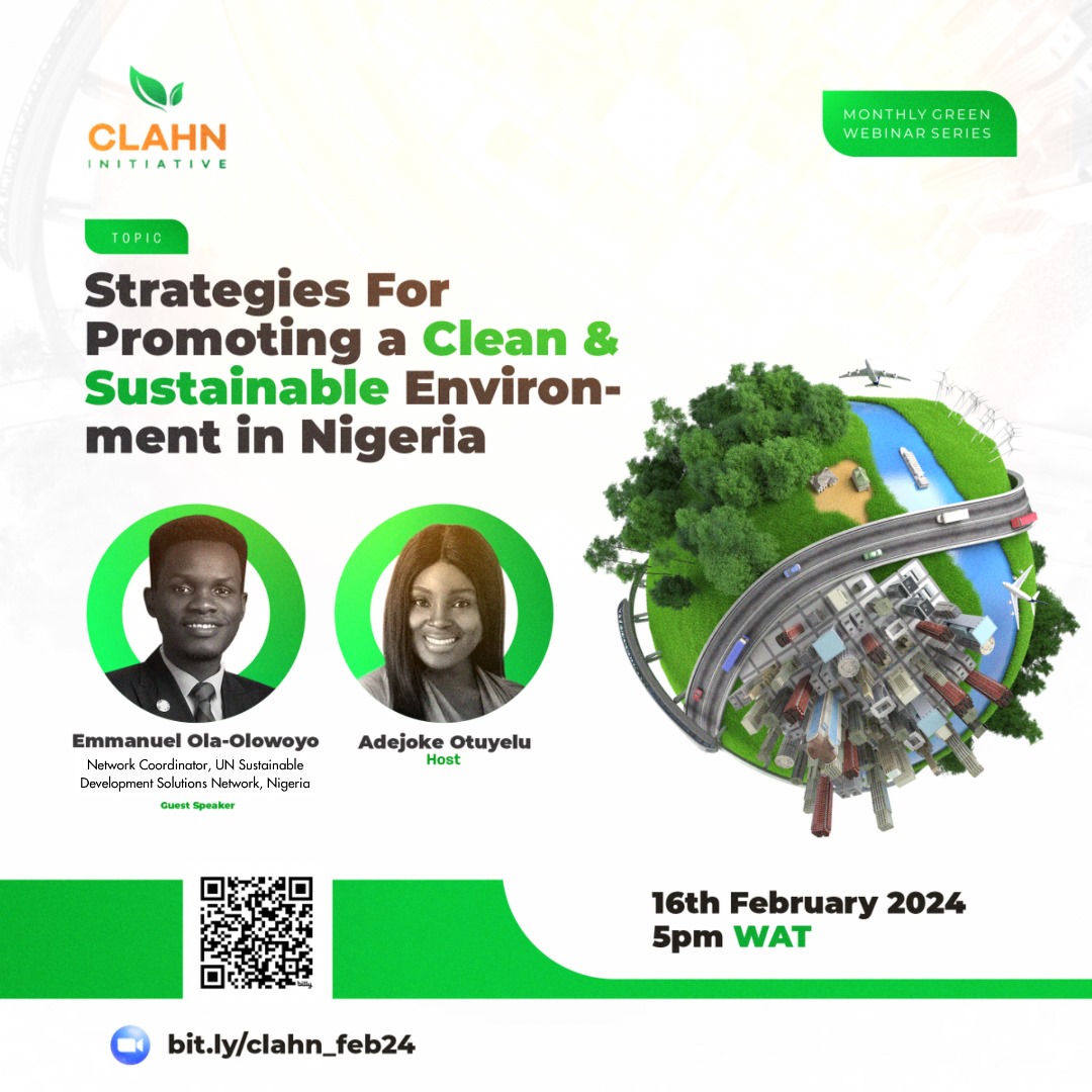 Join us for an engaging dialogue where experts will share insights, innovative approaches, and actionable steps towards building a greener and healthier future for generations to come💥 Time: 5pm WAT Register via: bit.ly/clahn_feb24