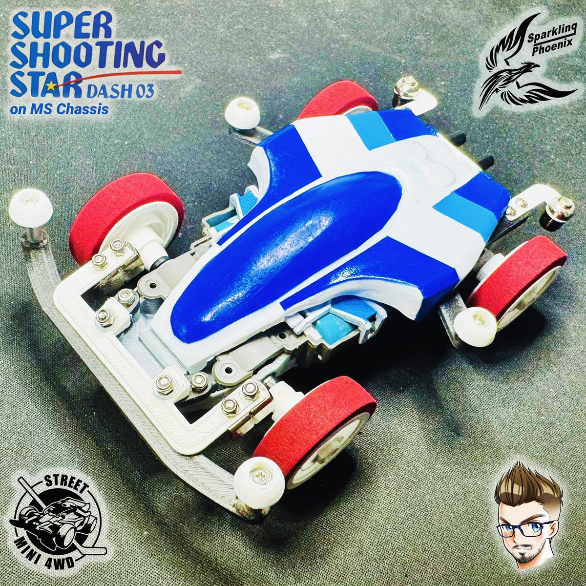 shinkurostreet's tweet photo. My new Super Shooting Star, on MS Chassis indeed, for 2024 Street Mini 4WD season of course 💫⭐️🤩
.
.
#season2024 #supershootingstar #mschassis
#streetmini4wd #mini4wd #tamiya #shootingstar #sparklingphoenix #ストリートミニ四駆 #ミニ四駆 #mini4wditaly #dashyonkuro https://t.co/NQdGXhyzqv