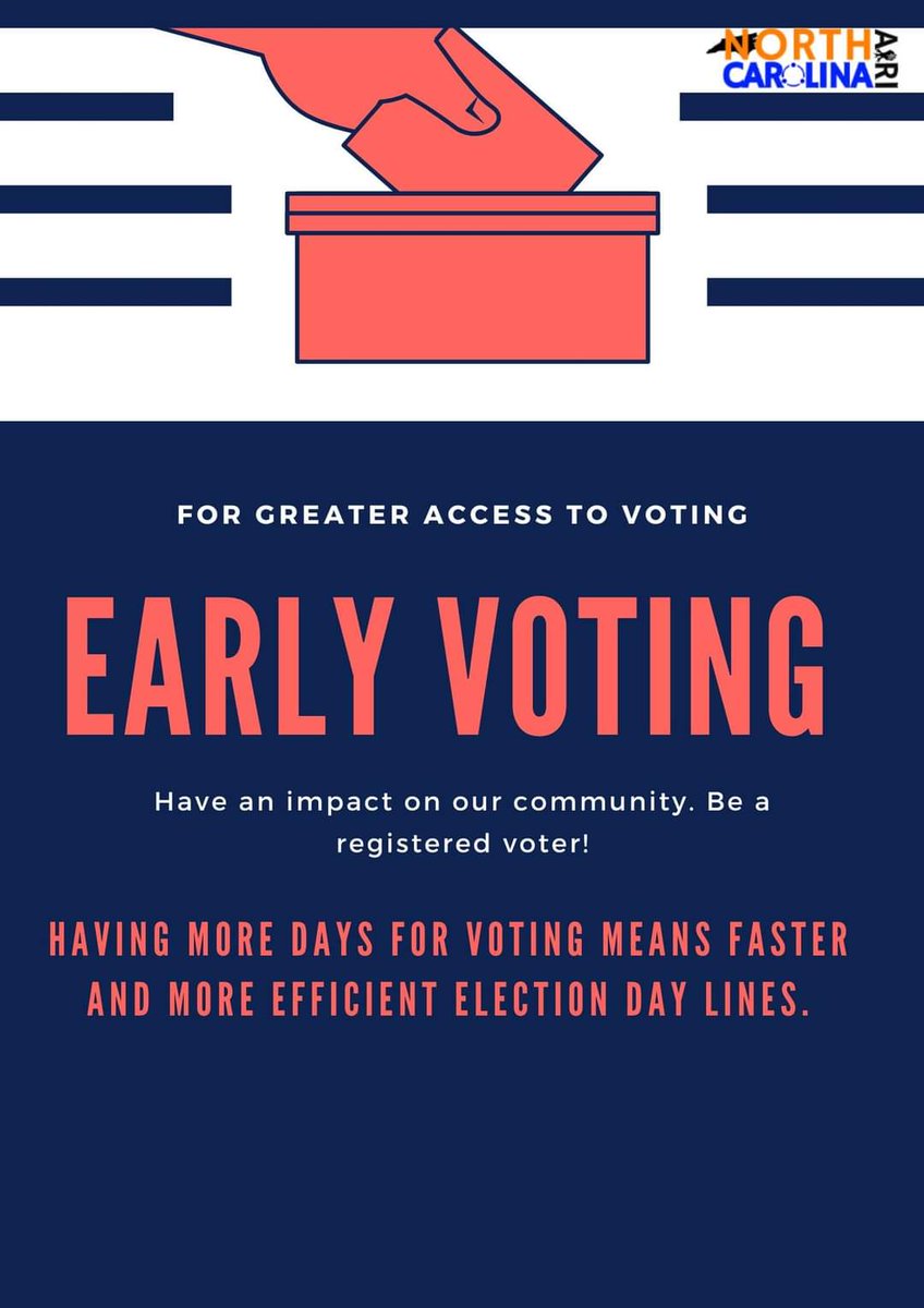 Early voting starts Today make sure you have your Photo ID  To cast e vote #NCAPRI