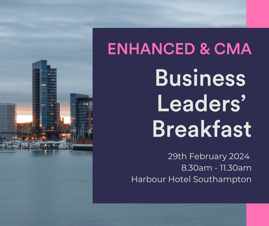 Join <a href="/EnhancedPoole/">Enhanced</a> and CMA for a #BusinessLeaders' Breakfast on Thursday 29th February, at the luxurious <a href="/HarbourHotels/">Darling Harbour</a> #Southampton.

If you'd like attend then you can book your spot here (space subject to availability):
eventbrite.co.uk/e/a-business-l…