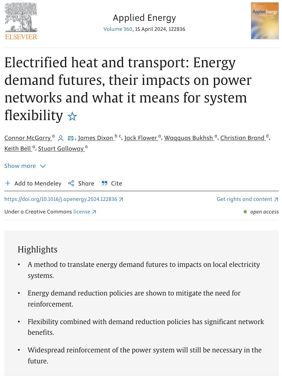 Electrified heat and transport: - energy demand reduction policies mitigate need for reinforcement overall, but reinforcement of the power system still necessary in some areas - flexibility combined with demand reduction have huge network benefits doi.org/10.1016/j.apen…